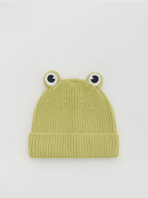 Reserved - Dzianinowa czapka żaba - jasnozielony