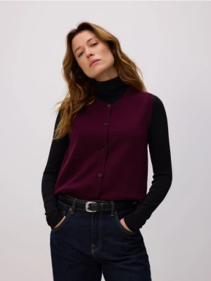Reserved - Dzianinowa kamizelka - ciemnofioletowy