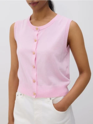 Reserved - Dzianinowa kamizelka - pastelowy róż