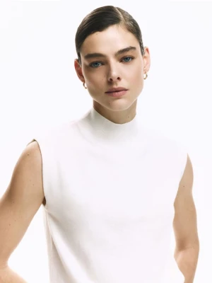 Reserved - Dzianinowa kamizelka z wełną - złamana biel