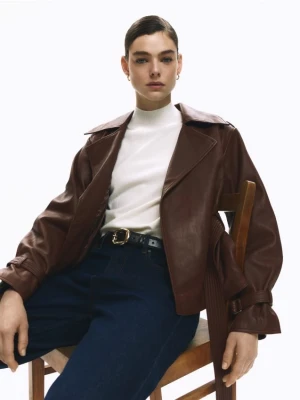 Reserved - Dzianinowa kamizelka z wełną - złamana biel