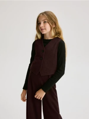 Reserved - Dzianinowa kamizelka z wiskozą - bordowy