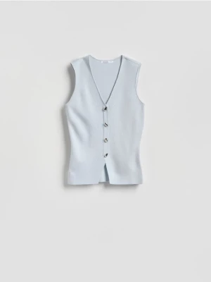 Reserved - Dzianinowa kamizelka z wiskozą - jasnoniebieski