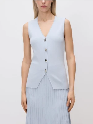 Reserved - Dzianinowa kamizelka z wiskozą - jasnoniebieski