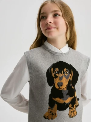 Reserved - Dzianinowa kamizelka z wiskozą - jasnoszary