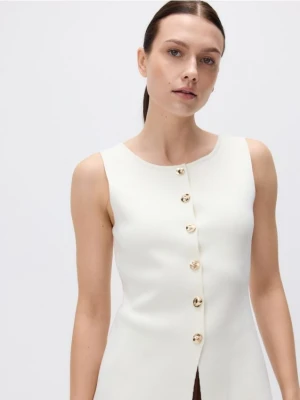 Reserved - Dzianinowa kamizelka - złamana biel