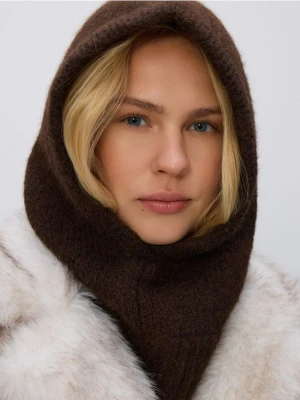 Reserved - Dzianinowa kominiarka - ciemnobrązowy