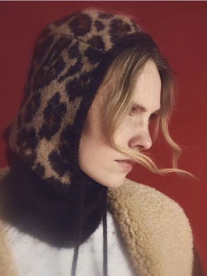 Reserved - Dzianinowa kominiarka z wełną - wielobarwny