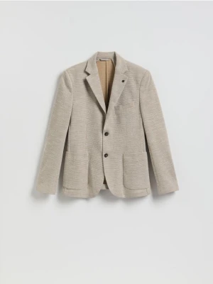 Reserved - Dzianinowa marynarka slim fit - beżowy