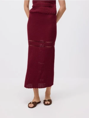 Reserved - Dzianinowa spódnica maxi - bordowy