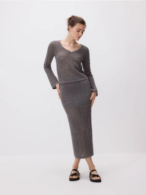 Reserved - Dzianinowa spódnica maxi - brązowy