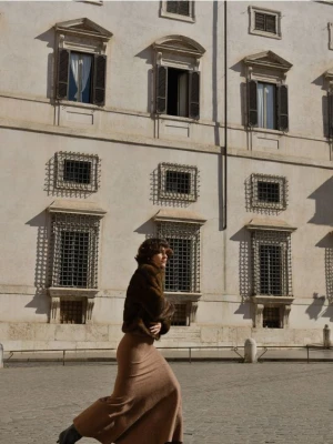 Reserved - Dzianinowa spódnica maxi - brązowy