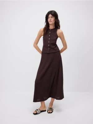 Reserved - Dzianinowa spódnica maxi - ciemnobrązowy