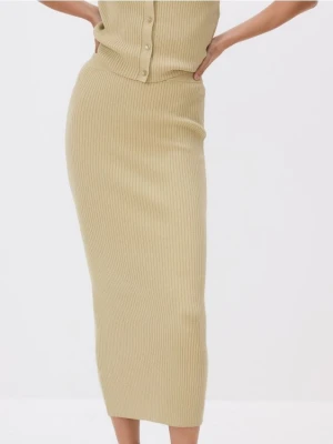 Reserved - Dzianinowa spódnica maxi - jasnozielony