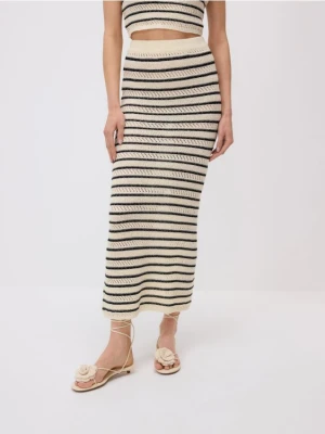 Reserved - Dzianinowa spódnica maxi - złamana biel