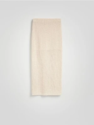 Reserved - Dzianinowa spódnica midi - beżowy