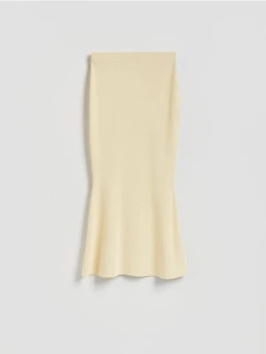 Reserved - Dzianinowa spódnica midi - jasnożółty
