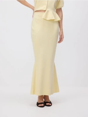 Reserved - Dzianinowa spódnica midi - jasnożółty