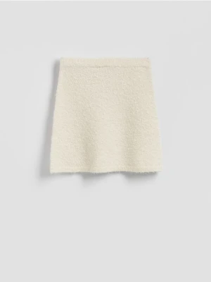 Reserved - Dzianinowa spódnica mini - kremowy