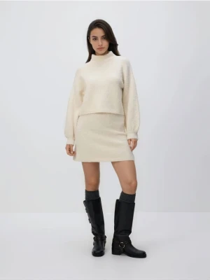 Reserved - Dzianinowa spódnica mini - kremowy