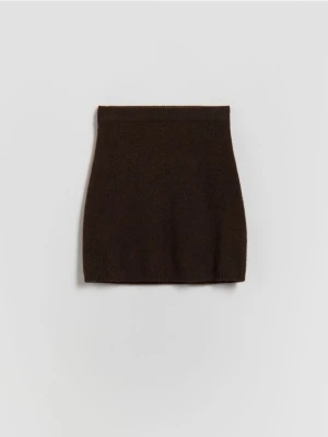 Reserved - Dzianinowa spódnica z domieszką wełny - brązowy