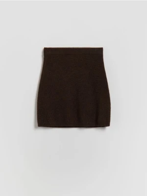 Reserved - Dzianinowa spódnica z domieszką wełny - brązowy