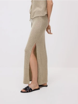 Reserved - Dzianinowa spódnica z wiskozą - beżowy