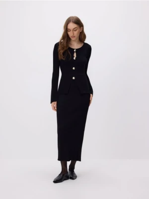 Reserved - Dzianinowa spódnica z wiskozą - czarny