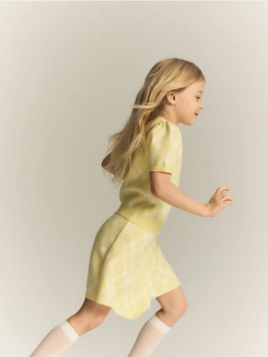 Reserved - Dzianinowa spódnica z wiskozą - jasnożółty