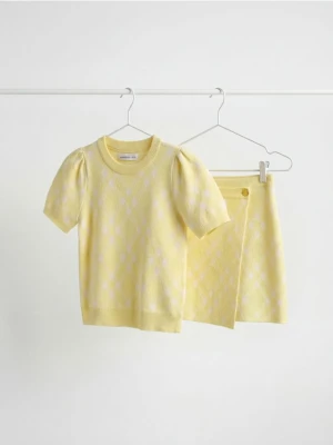 Reserved - Dzianinowa spódnica z wiskozą - jasnożółty