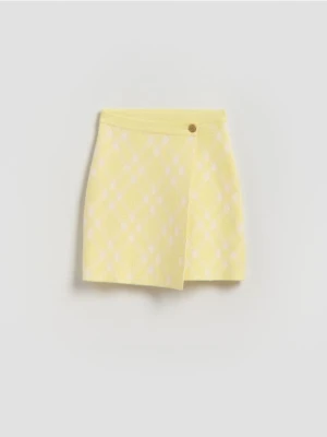 Reserved - Dzianinowa spódnica z wiskozą - jasnożółty