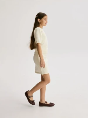 Reserved - Dzianinowa spódnica - złamana biel