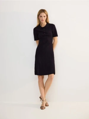 Reserved - Dzianinowa sukienka - granatowy