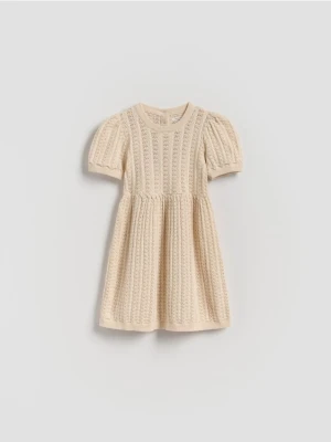 Reserved - Dzianinowa sukienka - kremowy