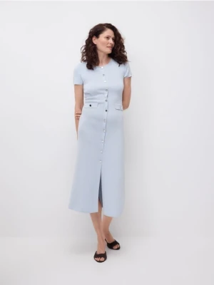 Reserved - Dzianinowa sukienka maxi - jasnoniebieski