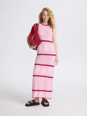 Reserved - Dzianinowa sukienka maxi - różowy
