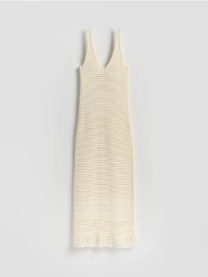 Reserved - Dzianinowa sukienka maxi - złamana biel