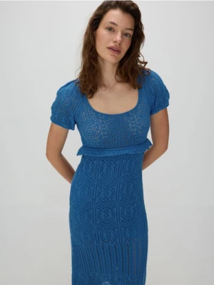 Reserved - Dzianinowa sukienka - niebieski