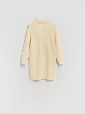 Reserved - Dzianinowa sukienka w paski - złamana biel