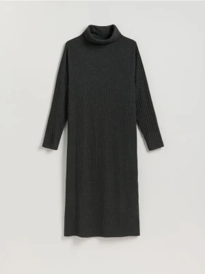 Reserved - Dzianinowa sukienka z golfem - ciemnoszary