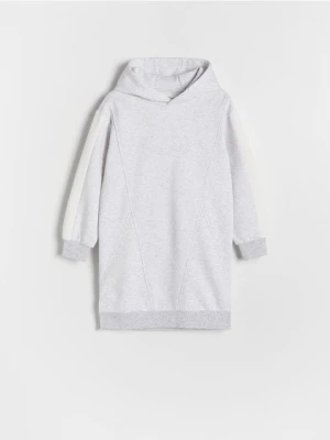 Reserved - Dzianinowa sukienka z kapturem - ciemnoszary