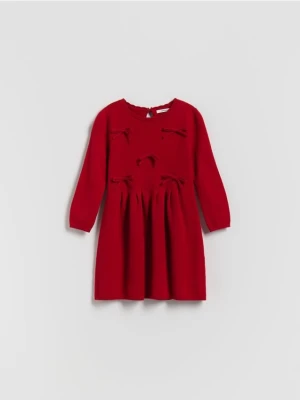 Reserved - Dzianinowa sukienka z kokardkami - czerwony