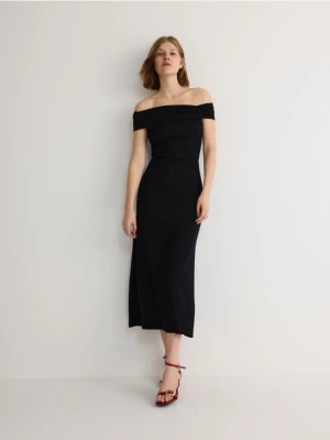 Reserved - Dzianinowa sukienka z modalem - czarny