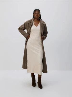 Reserved - Dzianinowa sukienka z wiskozą - beżowy