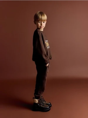 Reserved - Dzianinowe joggery - ciemnobrązowy