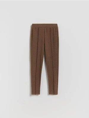 Reserved - Dzianinowe legginsy - brązowy