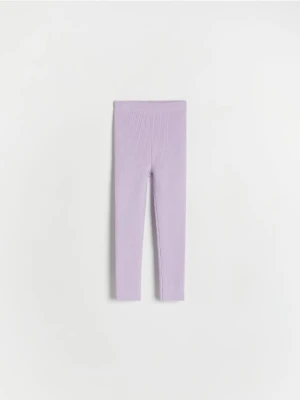 Reserved - Dzianinowe legginsy w prążek - lawendowy