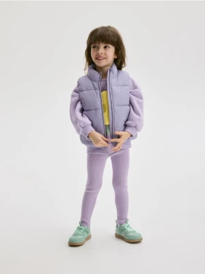 Reserved - Dzianinowe legginsy w prążek - lawendowy