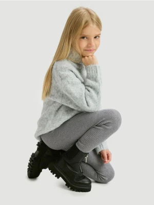 Reserved - Dzianinowe legginsy z wiskozą - ciemnoszary