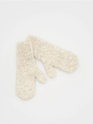 Reserved - Dzianinowe rękawiczki - kremowy